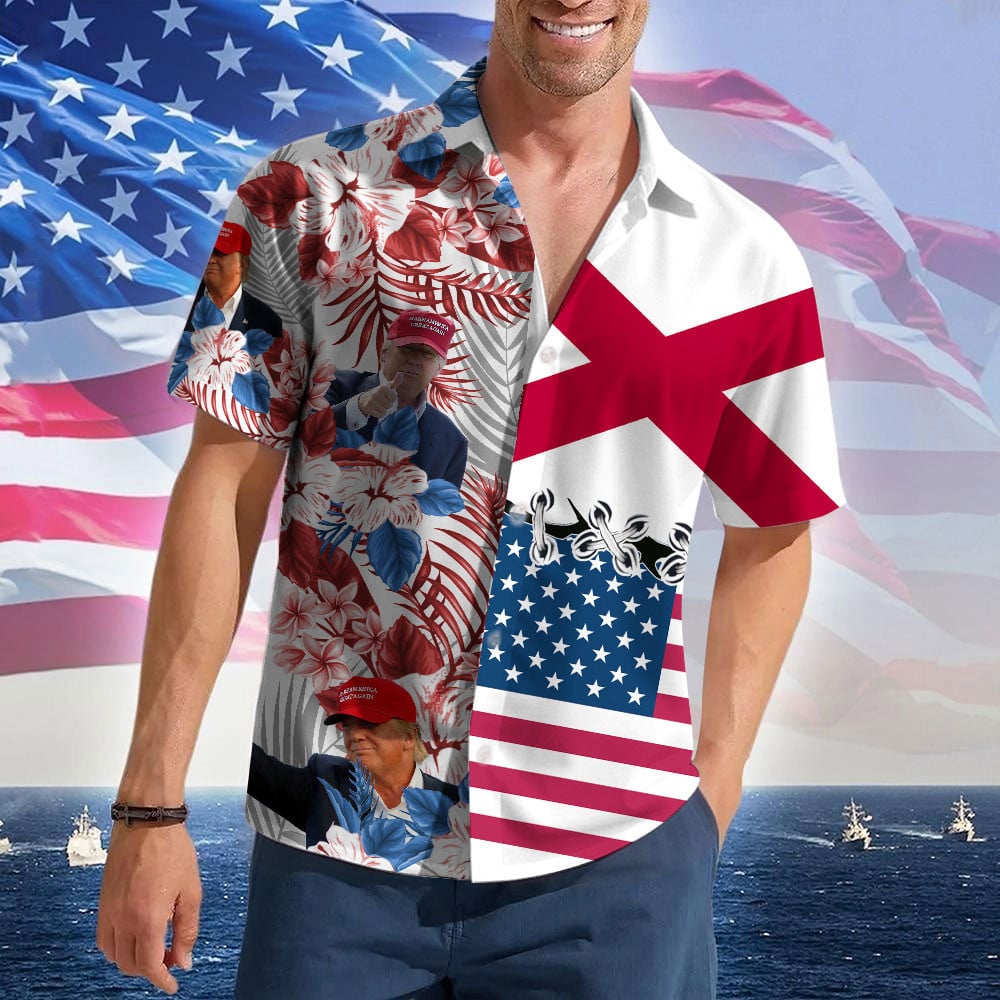 Alabama For Trump 2024 Hawaiian Shirt Make America Great Again Donald Trump Aloha Shirt