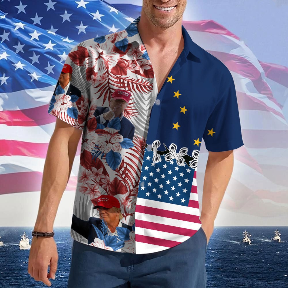 Alaska For Trump 2024 Hawaiian Shirt Make America Great Again Donald Trump Aloha Shirt