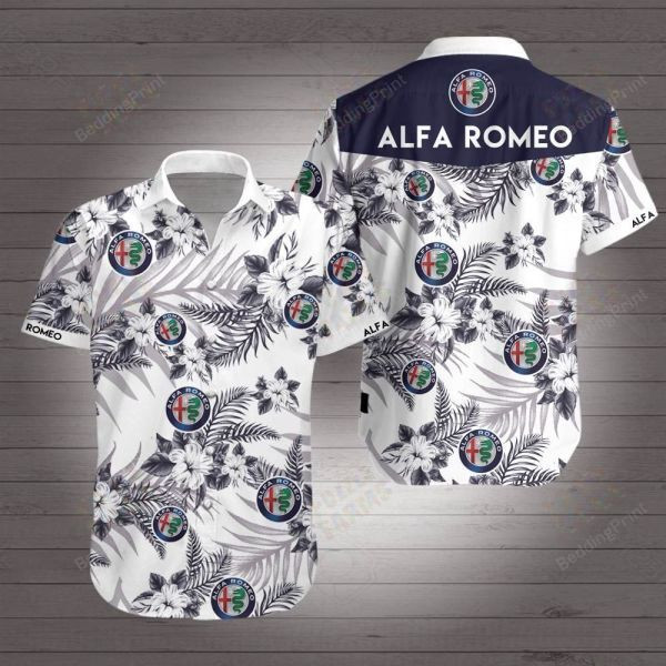 Alfa Romeo Hawaiian Shirt Tropical Aloha Button Up