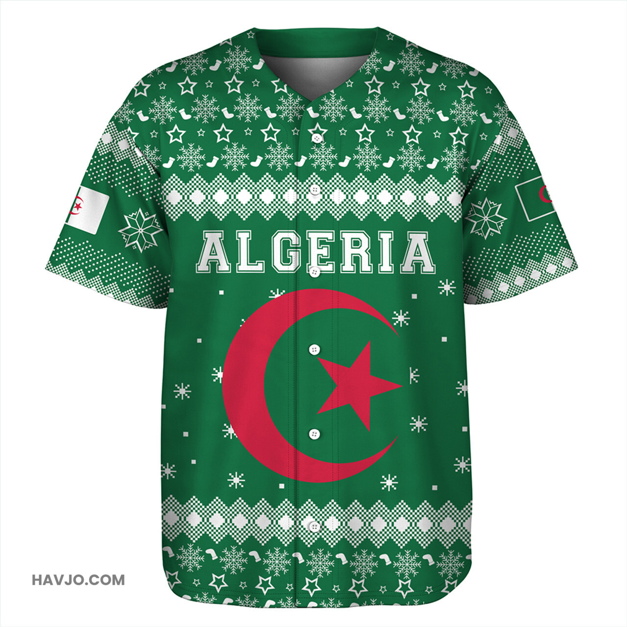 Algeria Christmas Coat of Arms Baseball Jersey