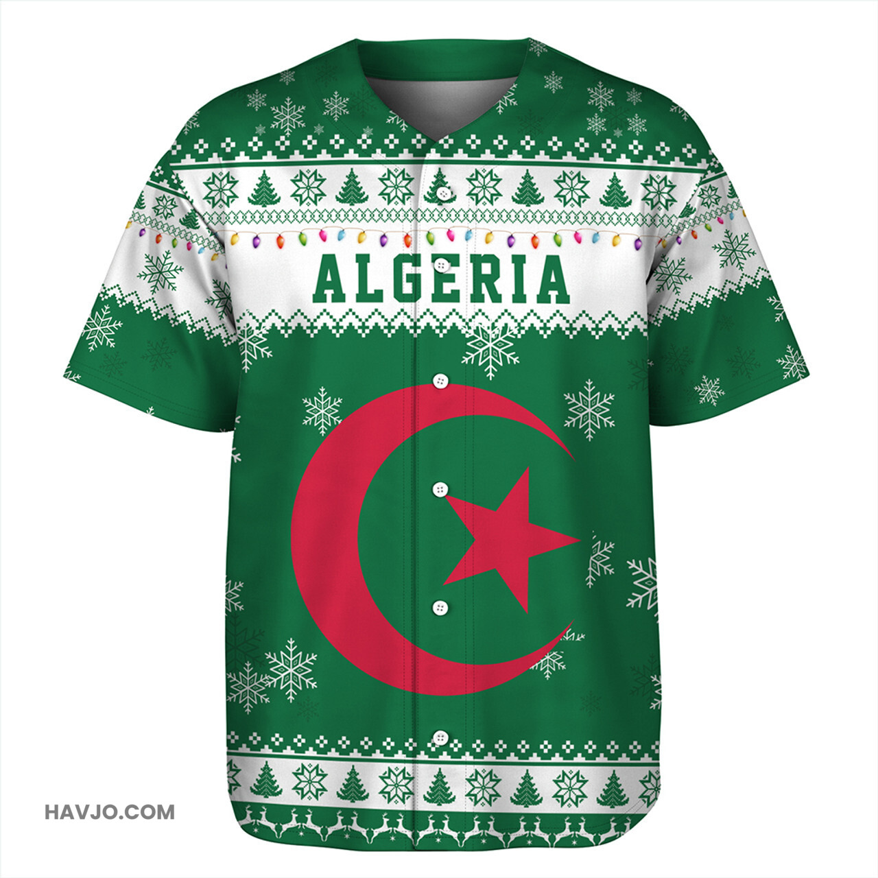 Algeria Christmas Style Pattern Baseball Jersey