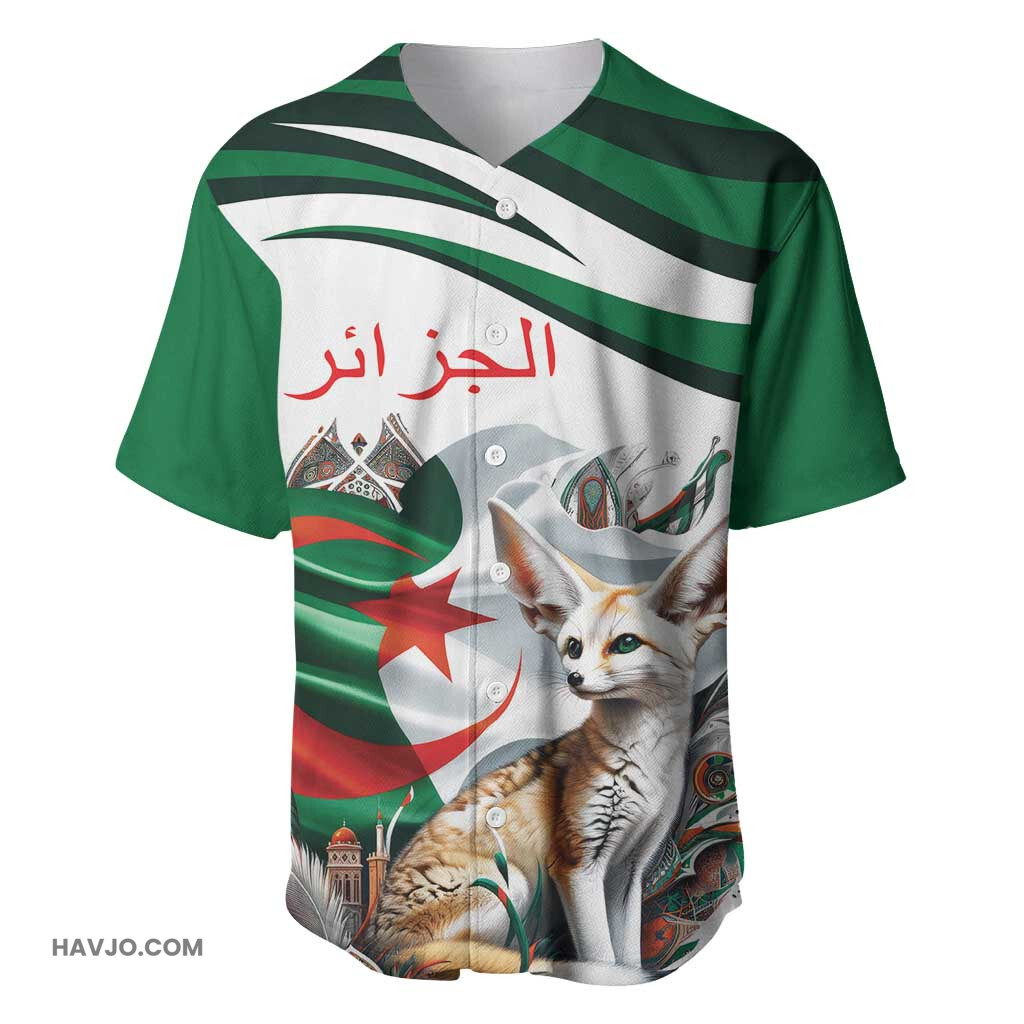 Algeria Fennec Fox Personalized with Algerian Culture and Nature Baseball Jersey