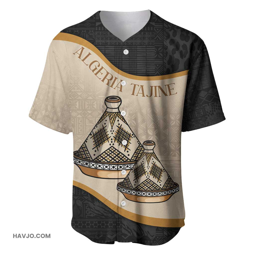 Algeria Tajine Dish Personalized with African Tribal Pattern Baseball Jersey