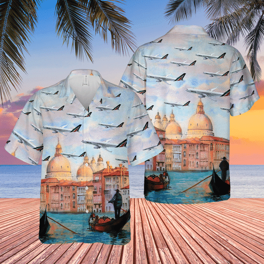 Alitalia Boeing 777-200er Hawaiian Shirt Tropical Aloha Button Up