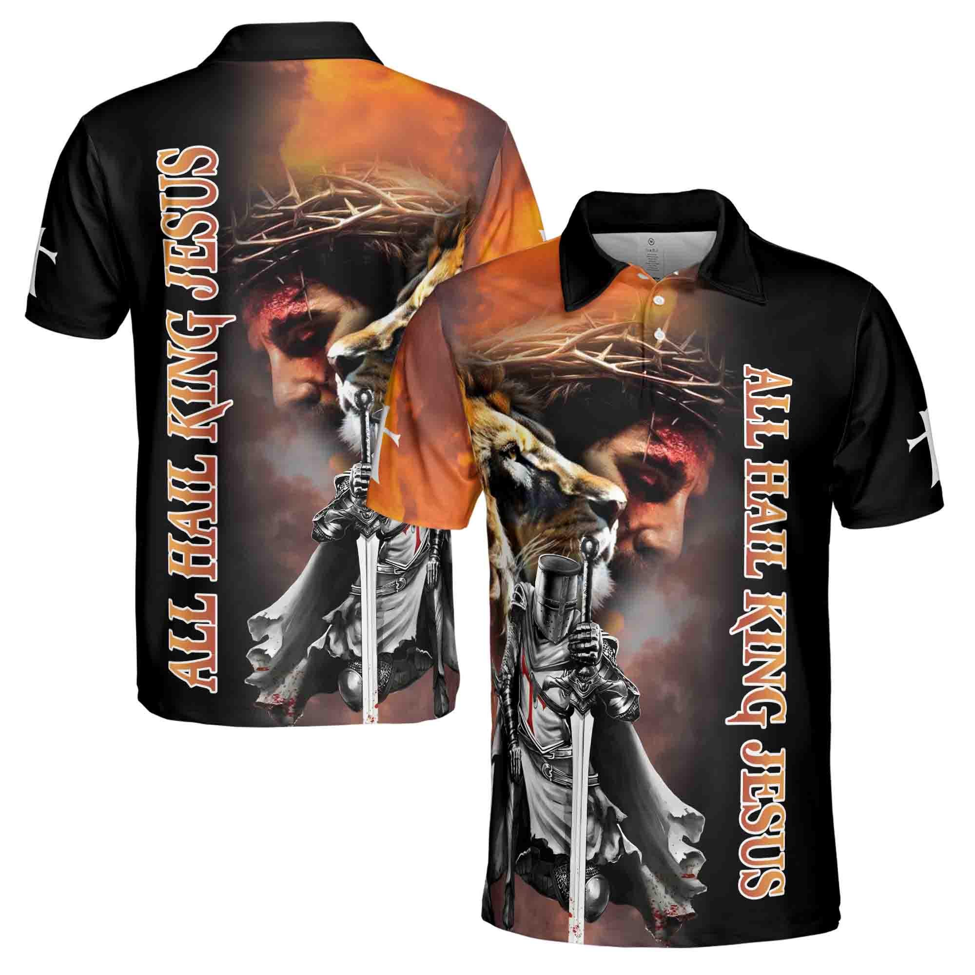 All Hall King Jesus Knee Under God Knight Templar Men's Polo Shirt