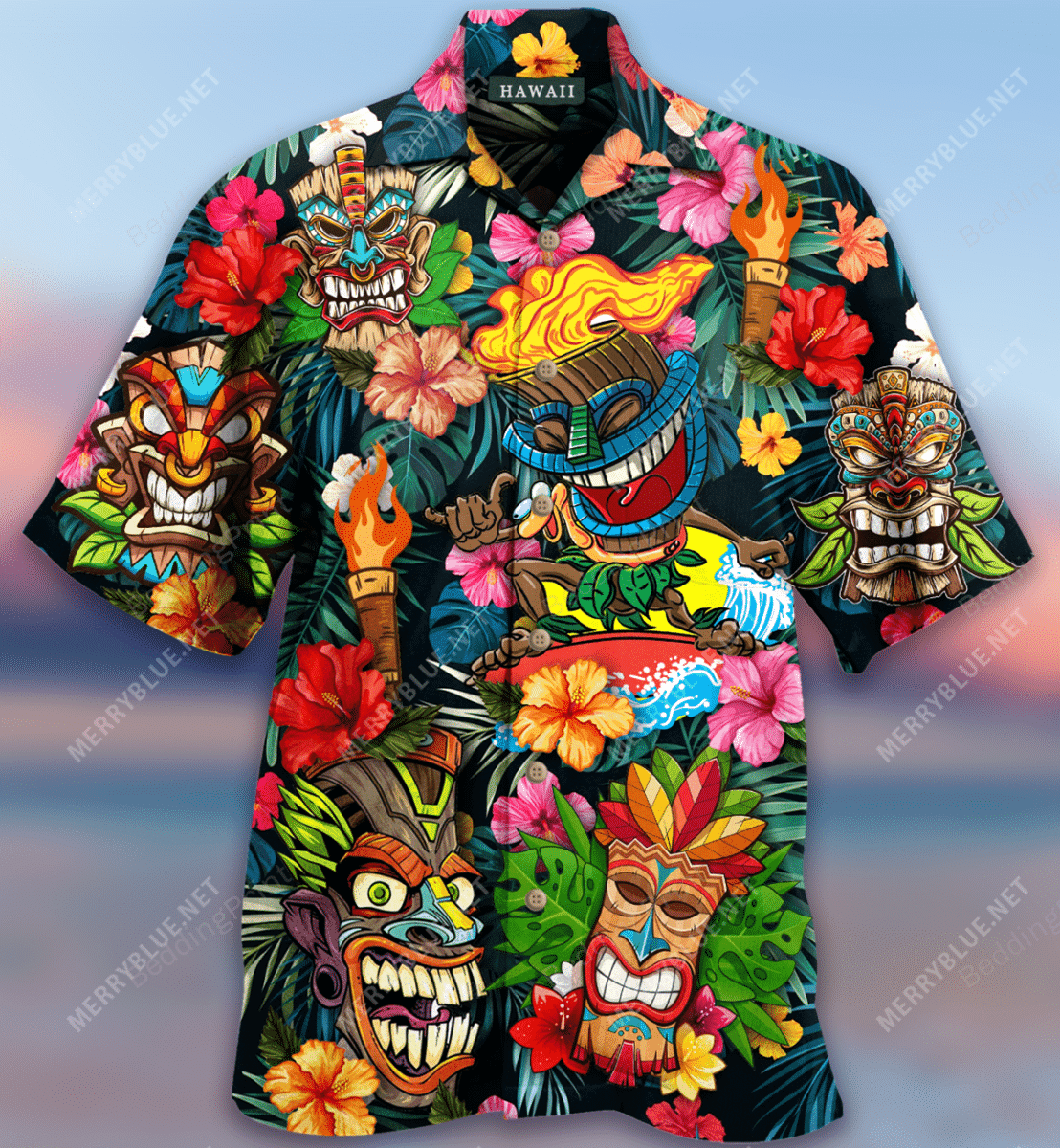Aloha Tiki Tiki Awesome Unisex Hawaiian Shirt Tropical Aloha Button Up