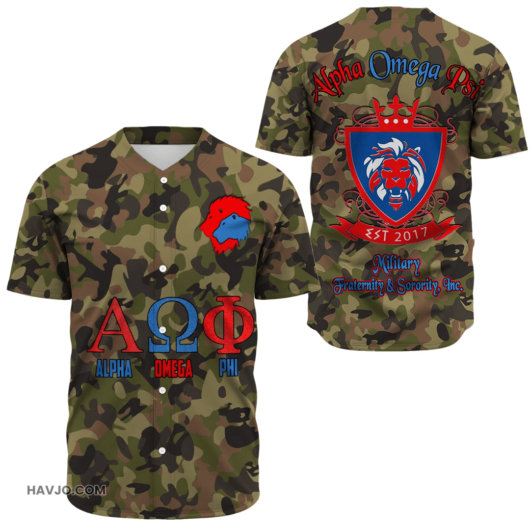 Alpha Omega Phi Alpha Omega Phi Camo Baseball Jersey