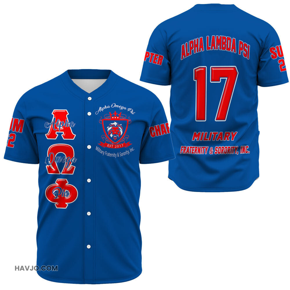 Alpha Omega Phi Personalized Alpha Omega Phi Baseball Jersey