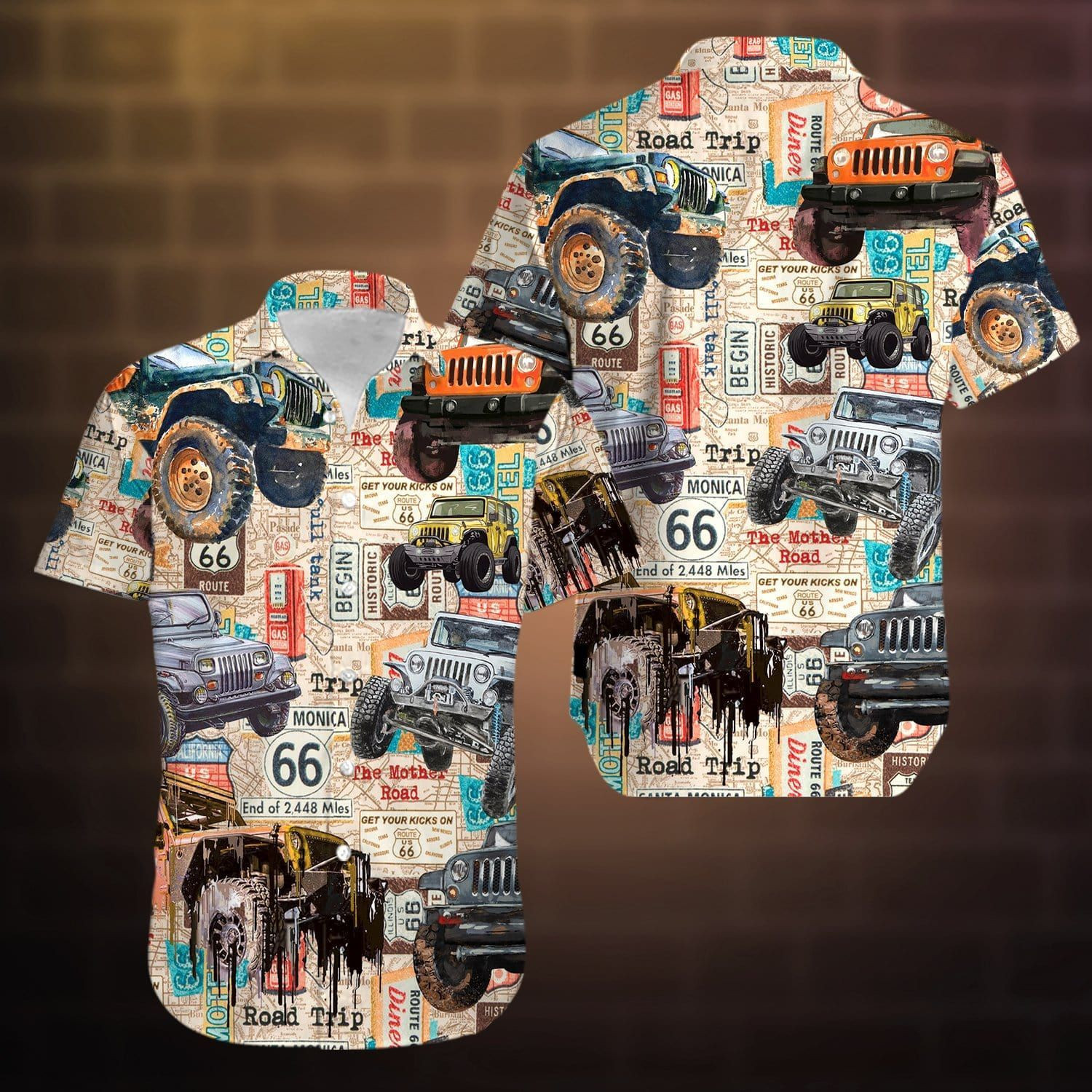 Amazing Jeep Vintage Unisex Hawaiian Shirt Tropical Aloha Button Up