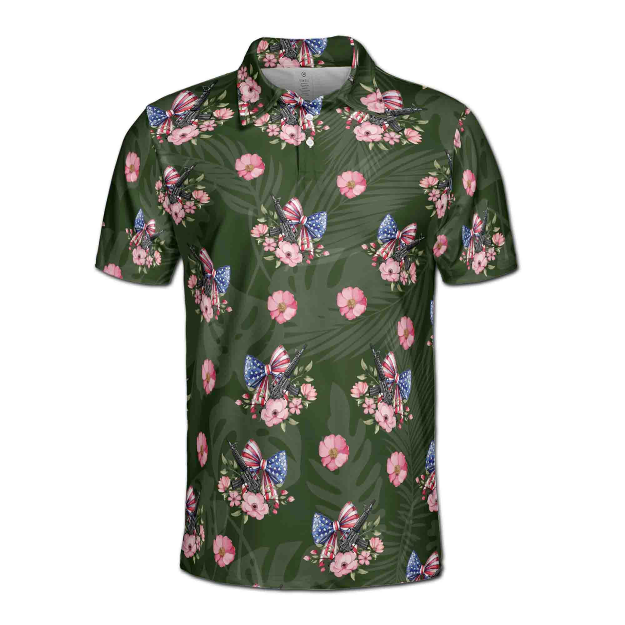 Alternative view of American Bowtie Tropical 4th of July Independence Day Men's Polo Shirt