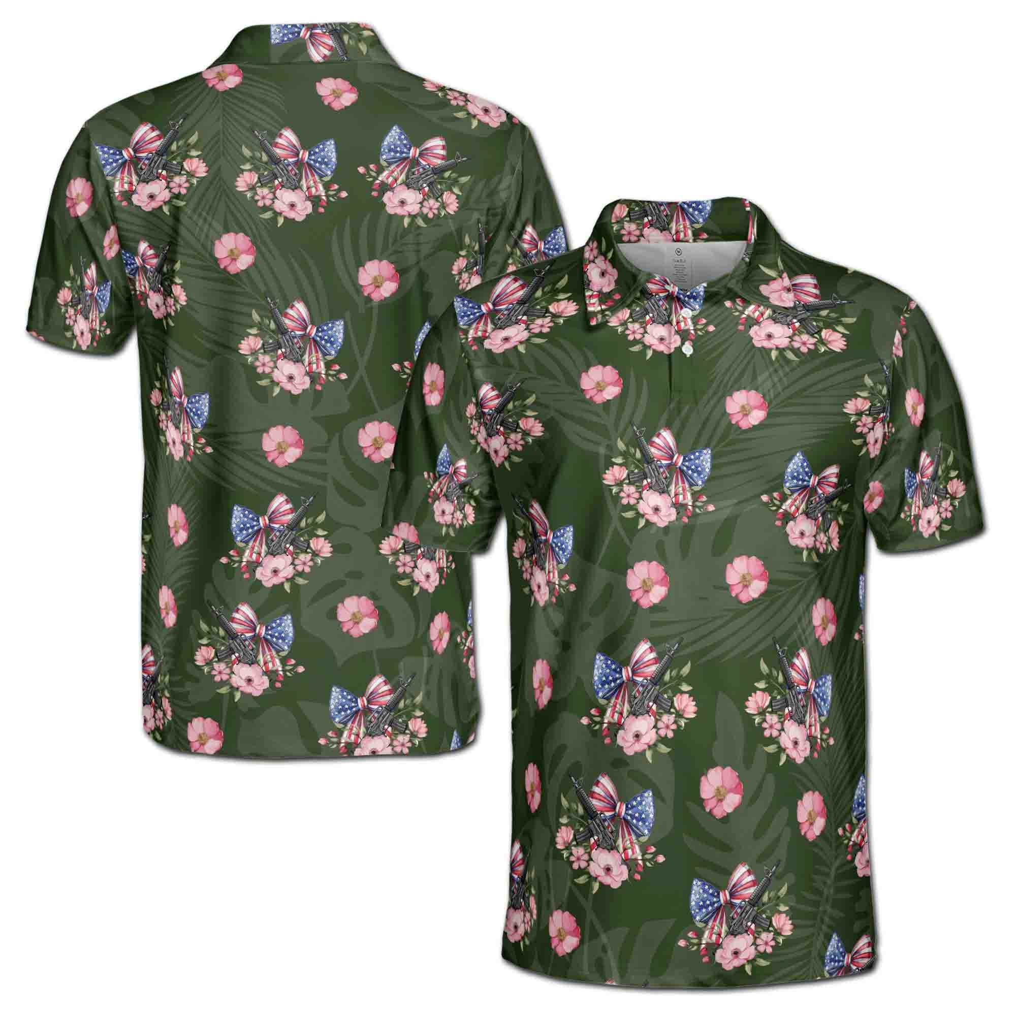 American Bowtie Tropical 4th of July Independence Day Men's Polo Shirt