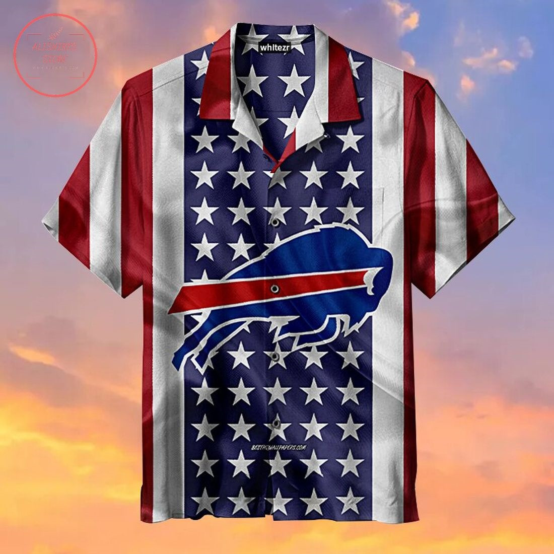 American Flag Buffalo Bills Hawaiian Shirt Tropical Aloha Button Up