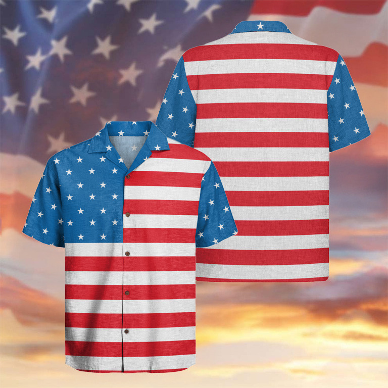 American Flag Hawaiian Shirt Patriotic Men Clothing Christmas Gifts For Husband