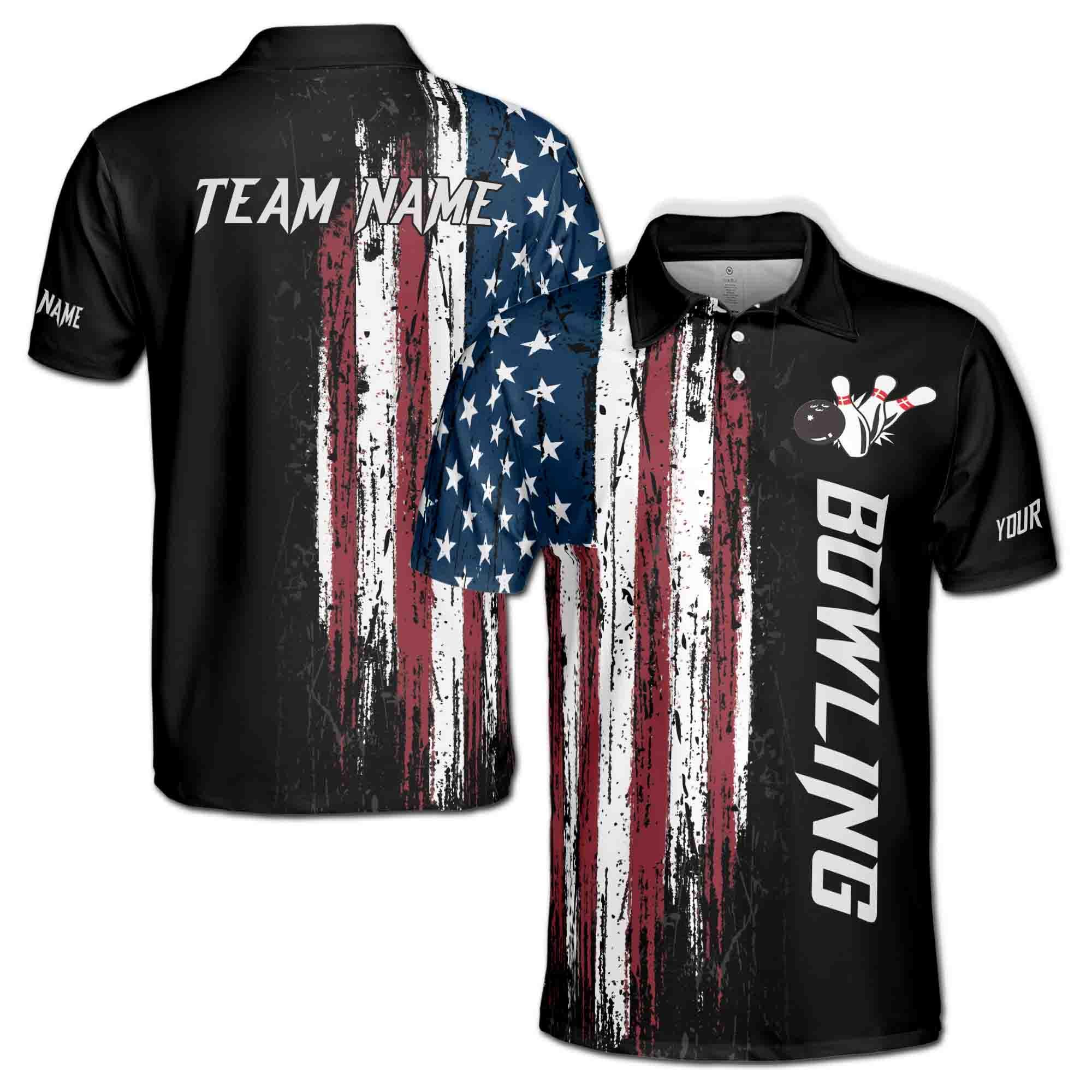 American Flag Personalized America For Team Patriotic Men's Polo Shirt