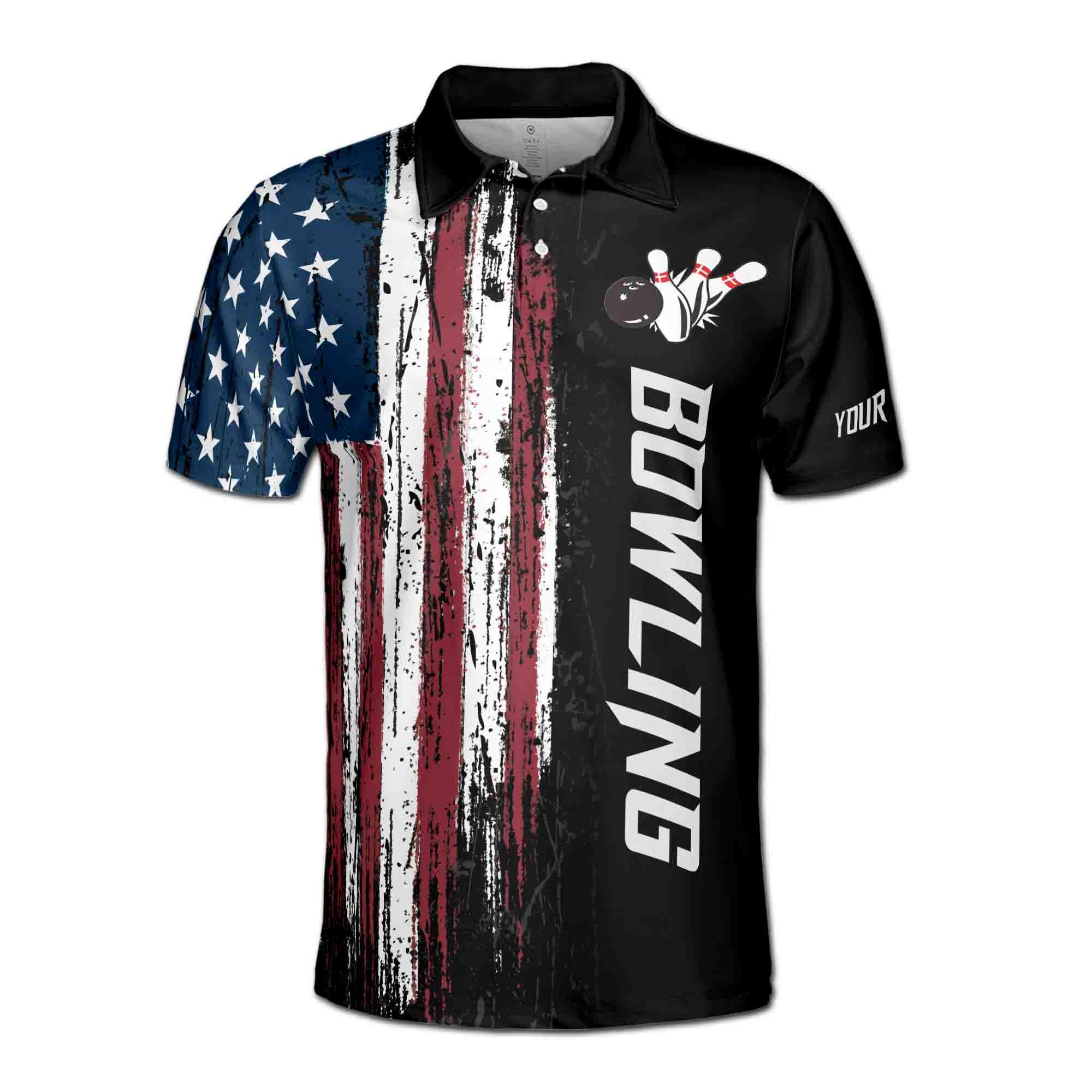 Alternative view of American Flag Personalized America For Team Patriotic Men's Polo Shirt