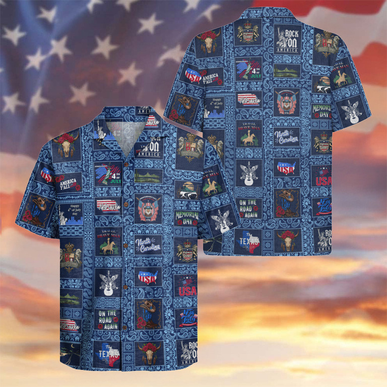 American Style Hawaiian Shirt American Country And Western Aloha Shirt Patriotic Gifts