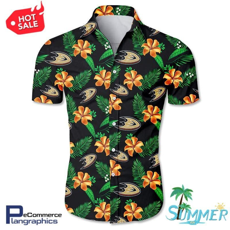 Anaheim Ducks All Over Print Aloha Shirt Hawaiian Shirt Tropical Aloha Button Up