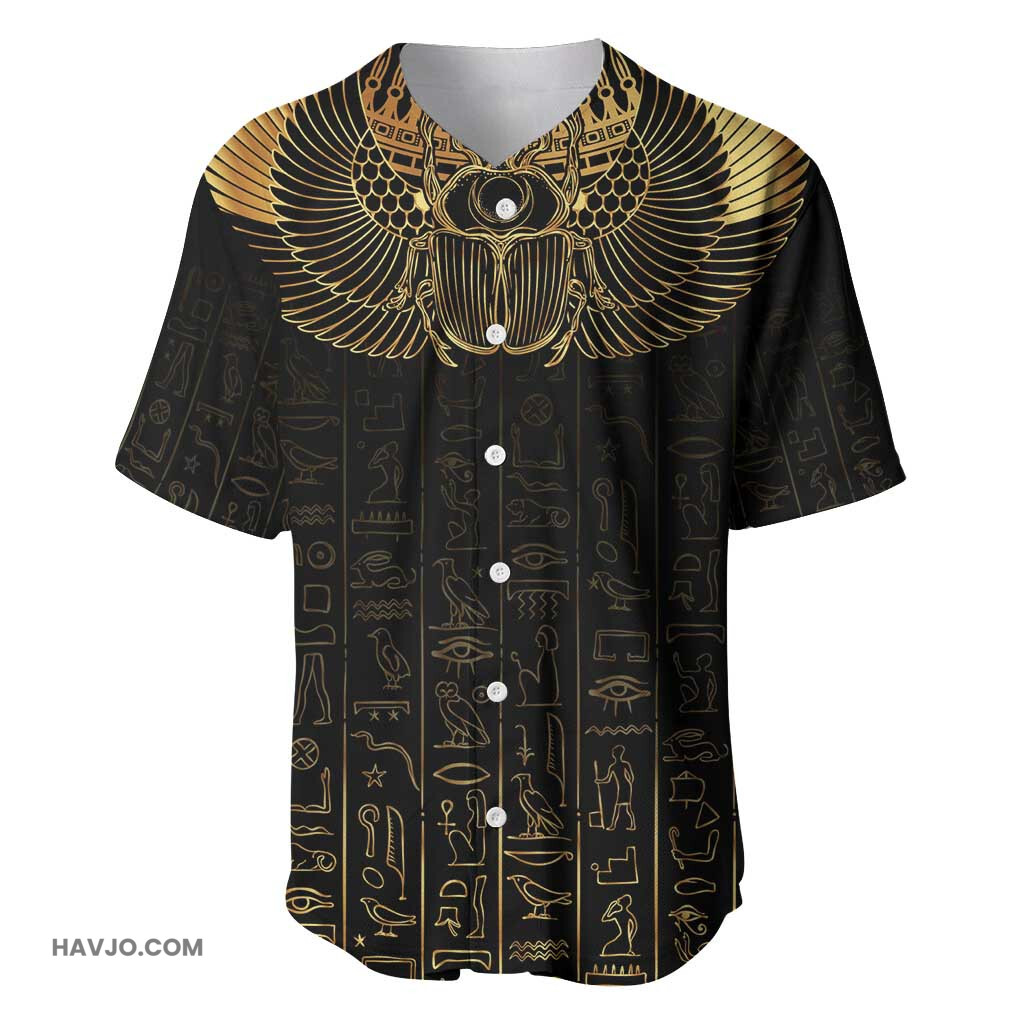 Ancient Egypt Black Gold Scarab Baseball Jersey