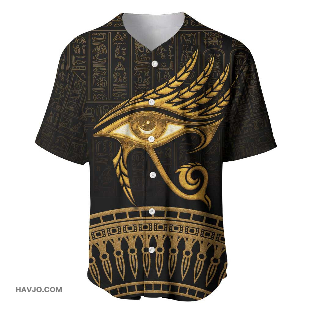 Ancient Egypt Gold Intricate Eye of Horus Baseball Jersey