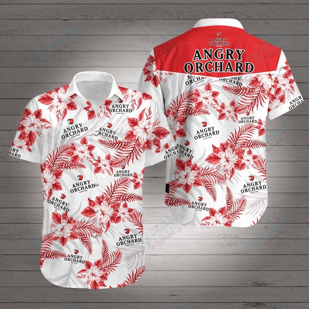 Angry Orchard Company Hawaiian Shirt Tropical Aloha Button Up
