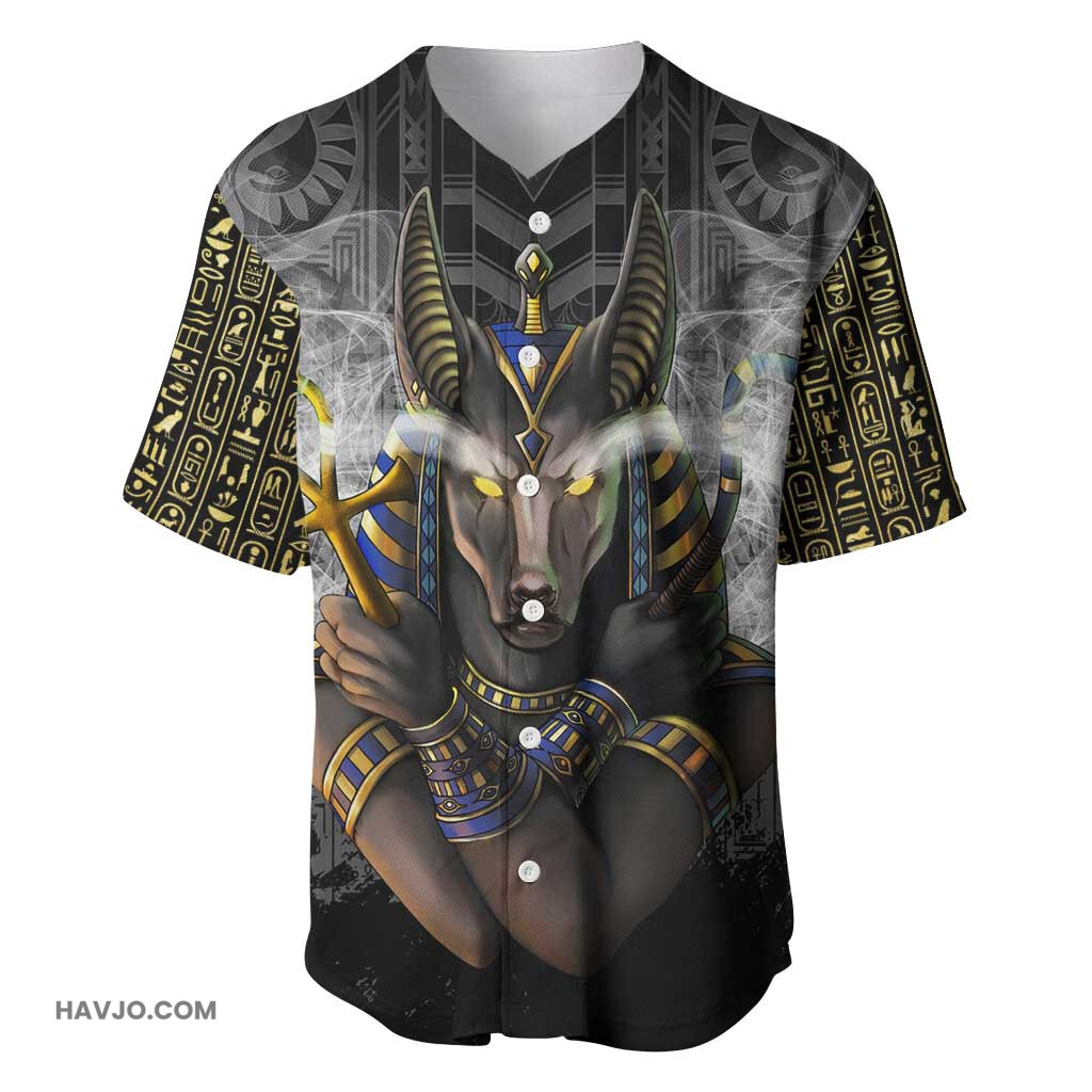 Anubis Egypt Pattern Black Baseball Jersey