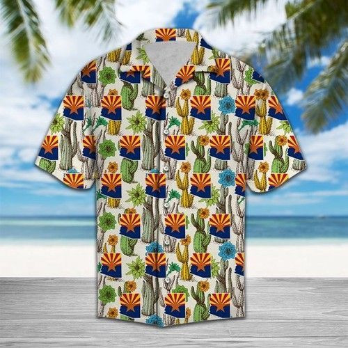Arizona Cactus Blossom Hawaiian Shirt Tropical Aloha Button Up