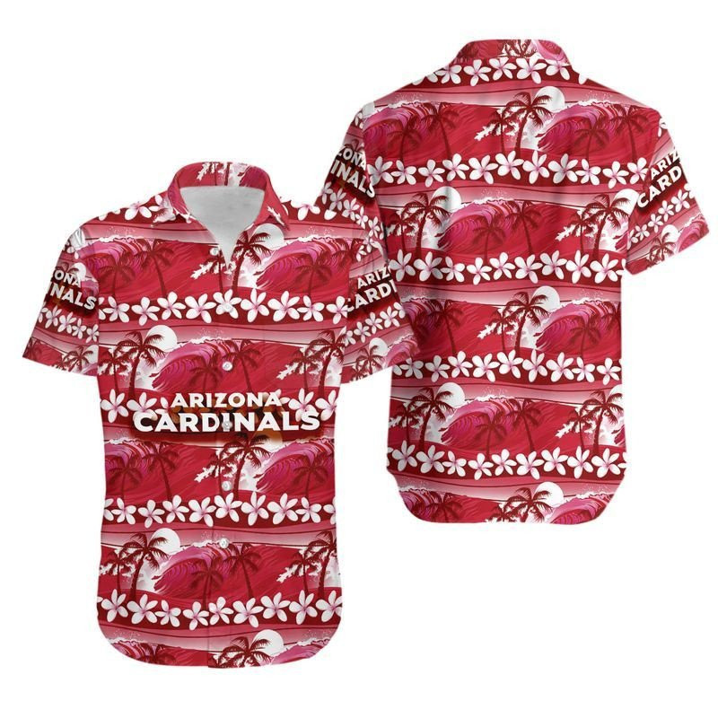 Arizona Cardinals Coconut Trees1 Hawaiian Shirt Tropical Aloha Button Up
