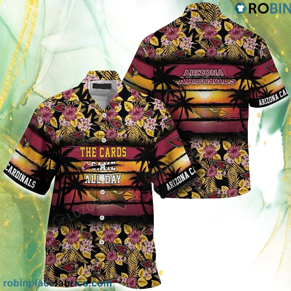 Arizona Cardinals Floral Pattern Graphic Hawaiian Shirt Tropical Aloha Button Up