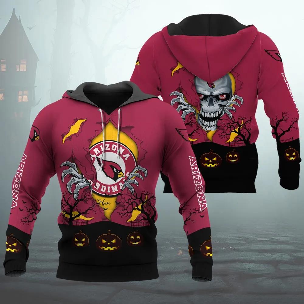 Arizona Cardinals Halloween 3D NFL All Over Print Hoodie
