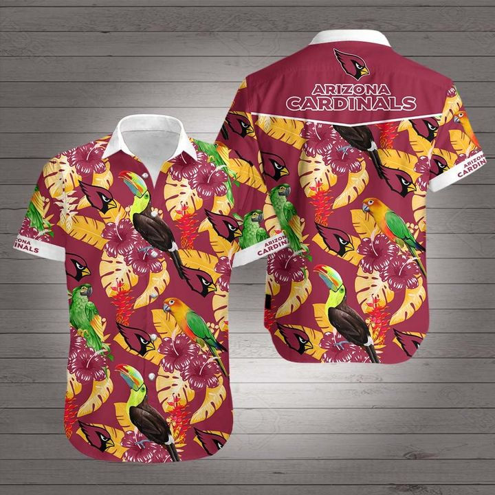Arizona Cardinals Parrot Summer Hawaiian Shirt Tropical Aloha Button Up