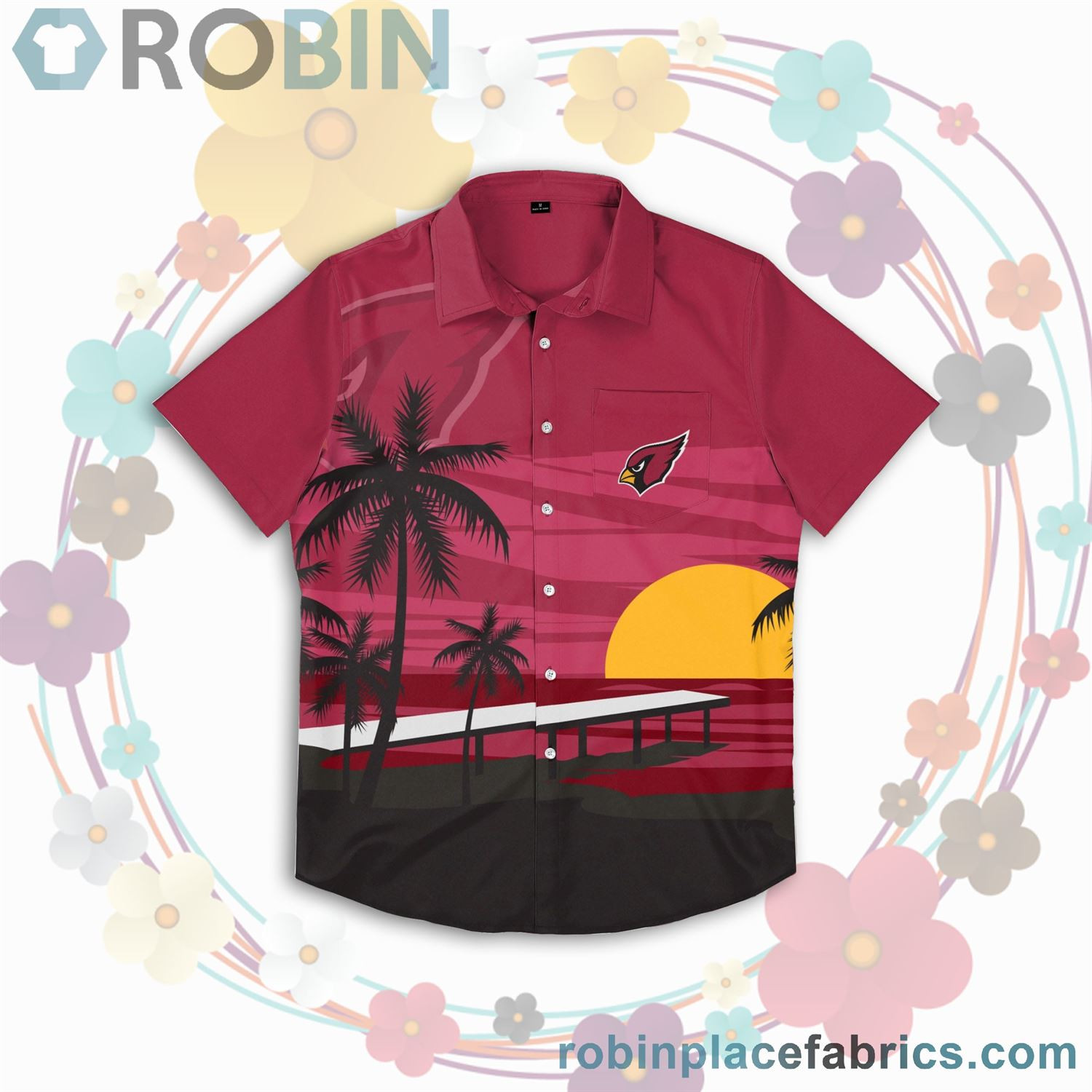 Arizona Cardinals Sunset Up Hawaiian Shirt Tropical Aloha Button Up