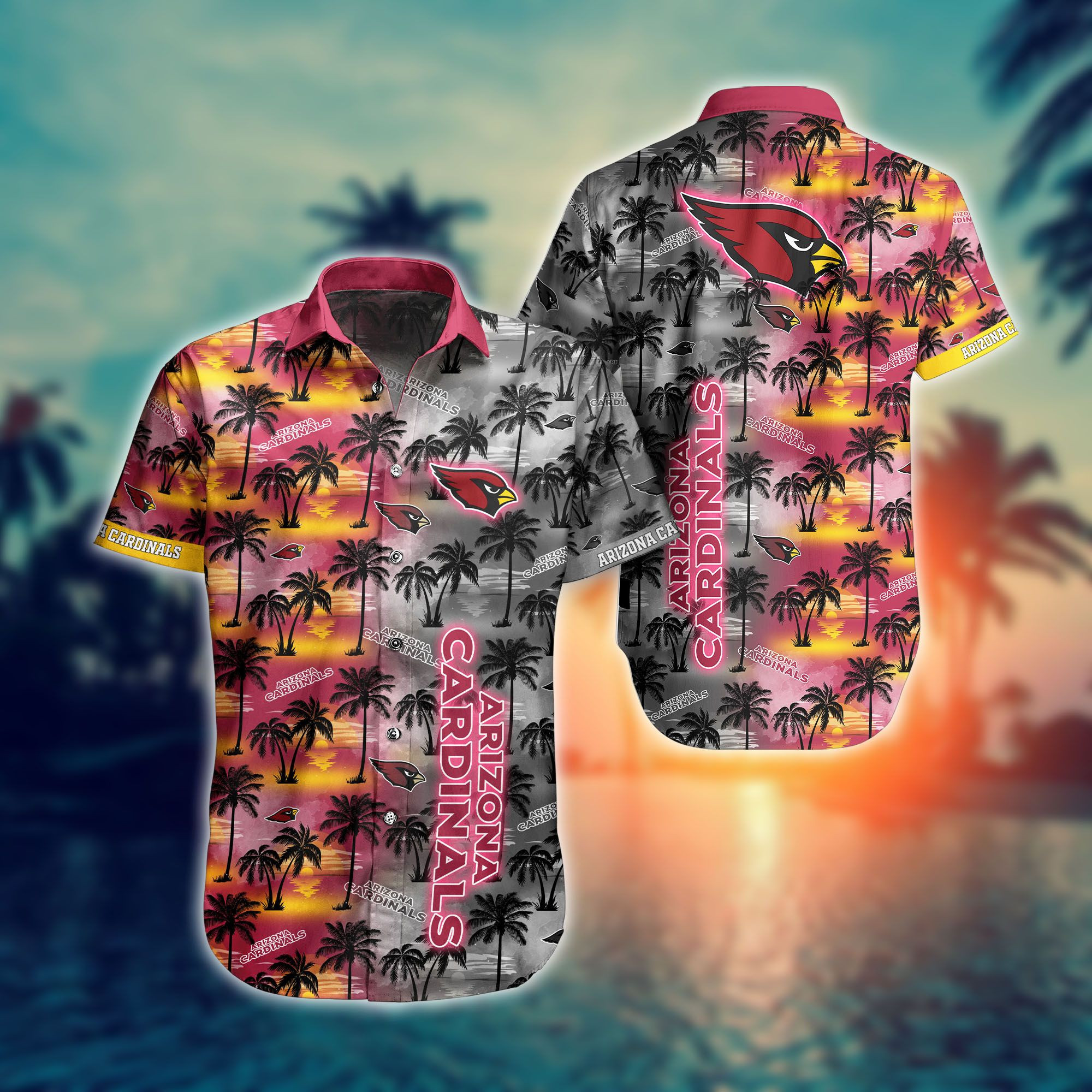 Arizona Cardinals Tropical Beach Summer Hawaiian Shirt Tropical Aloha Button Up