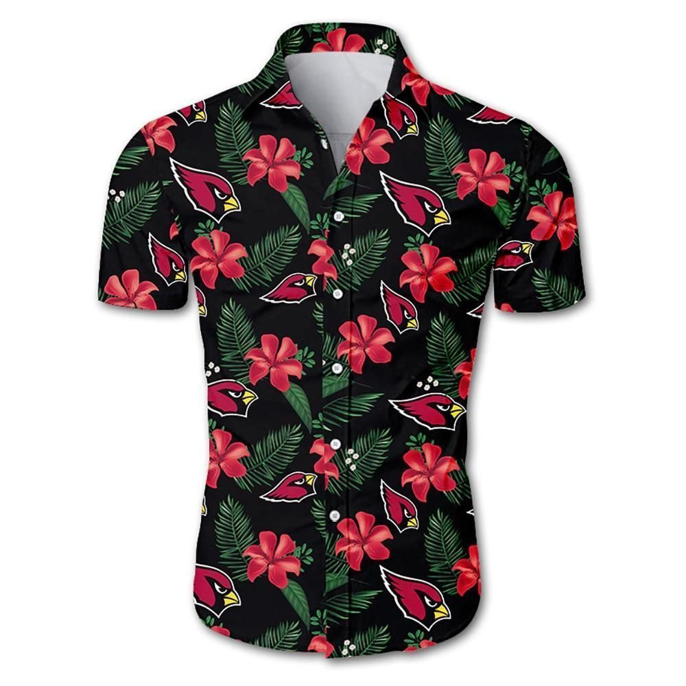 Arizona Cardinals Tropical Flower Hawaiian Shirt Tropical Aloha Button Up