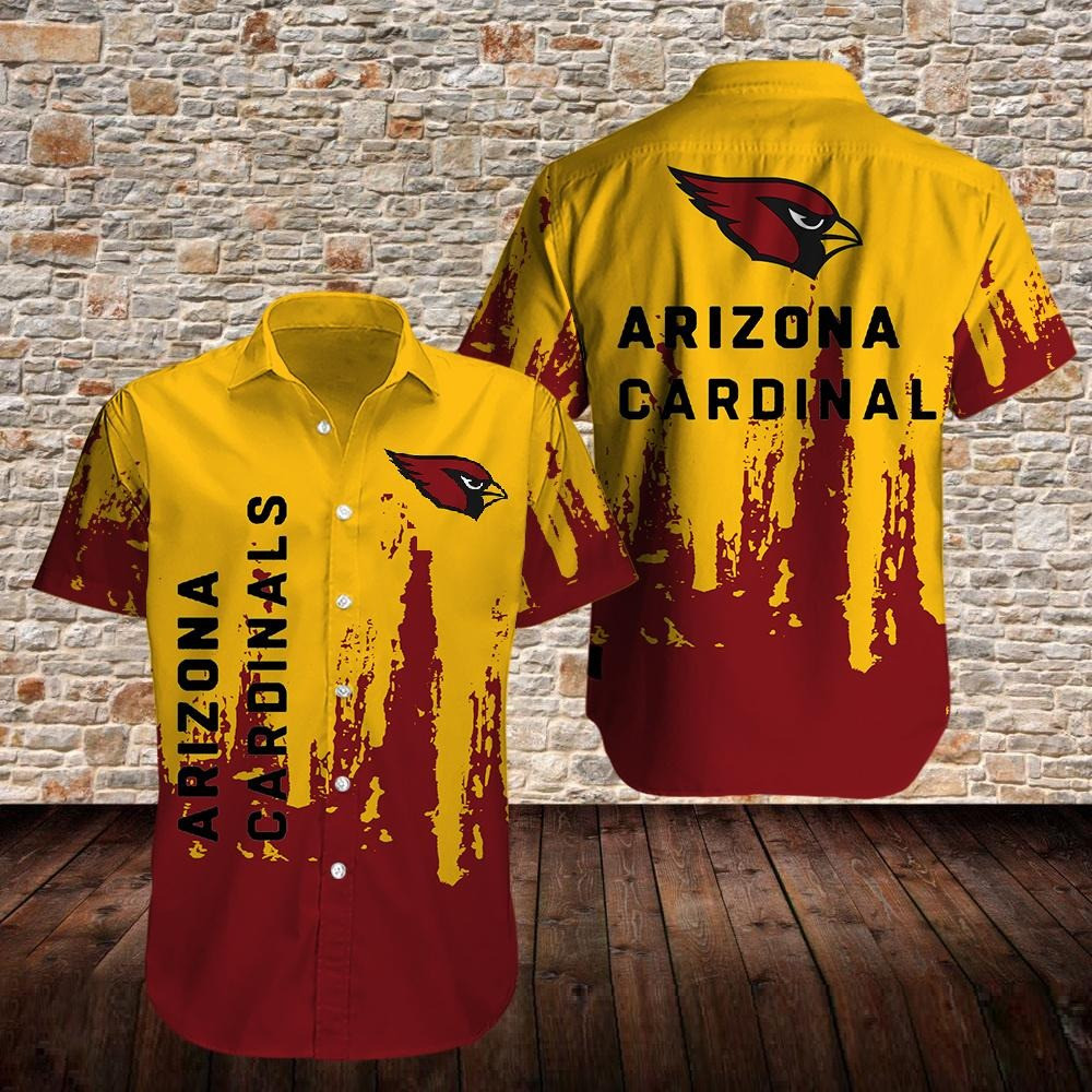Arizona Cardinals Yellow And Red Hawaiian Shirt Tropical Aloha Button Up