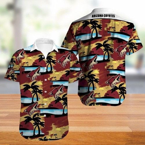 Arizona Coyotes Hawaiian Shirt Tropical Aloha Button Up