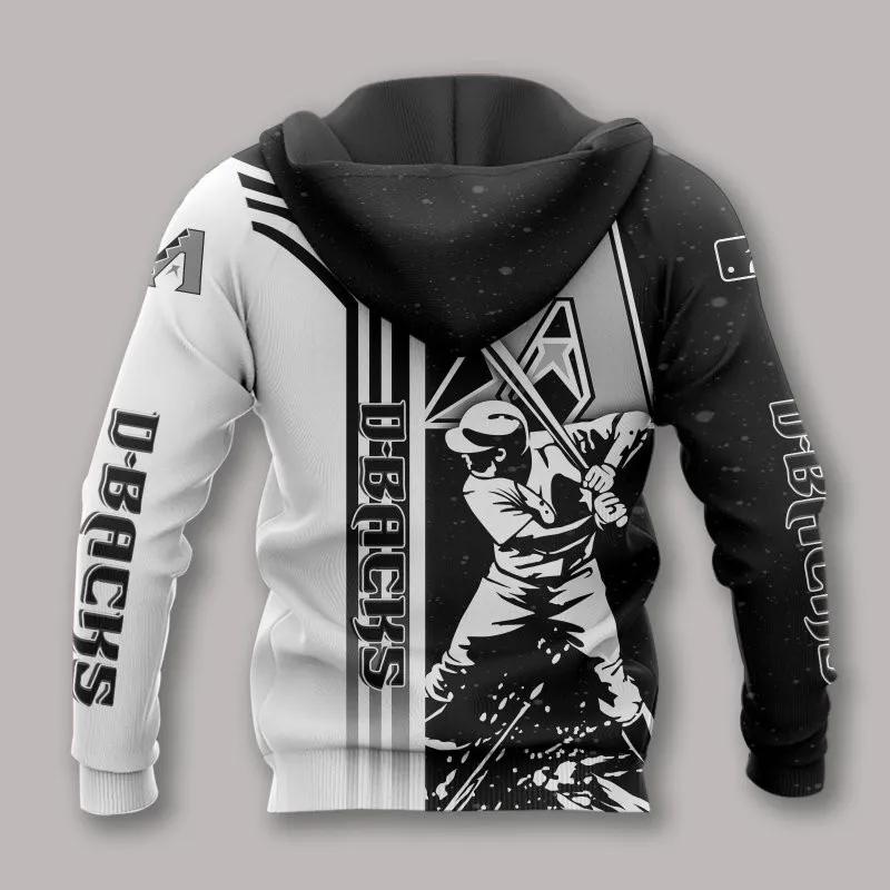 Alternative view of Arizona Diamondbacks Black White MLB All Over Print Hoodie