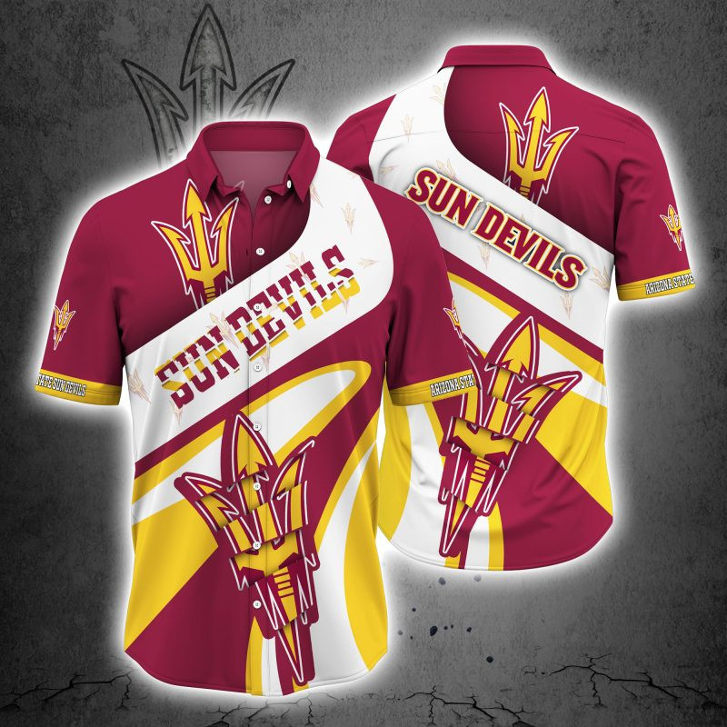 Arizona State Sun Devils Ncaa Hawaiian Shirt Tropical Aloha Button Up