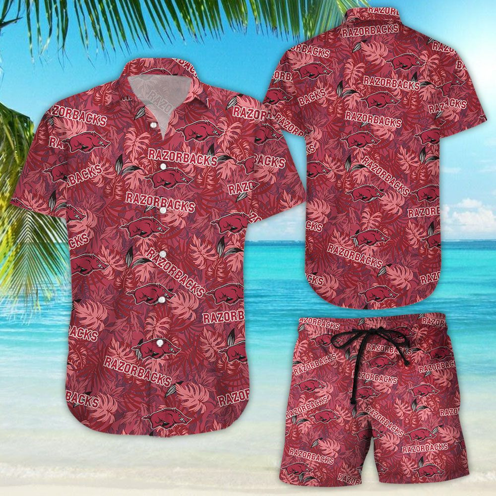 Arkansas Razorbacks Hawaiian Shirt Tropical Aloha Button Up