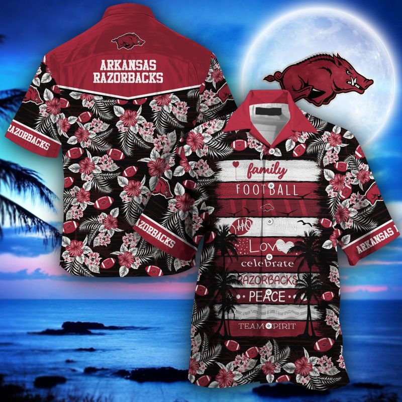 Arkansas Razorbacks Ncaa Hawaiian Shirt Tropical Aloha Button Up