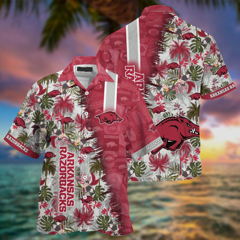 Arkansas Razorbacks Ncaa Summer Hawaiian Shirt Tropical Aloha Button Up