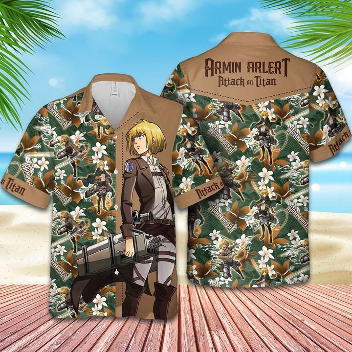 Armin Arlert Attack On Titan Hawaiian Shirt Tropical Aloha Button Up