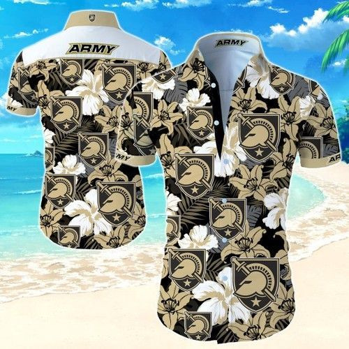 Army Black Knights Hawaiian Shirt Tropical Aloha Button Up