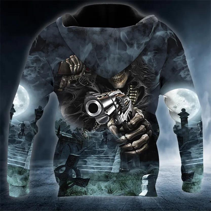 Alternative view of Assassin Grim Reaper With Guns Skull 3D All Over Print Hoodie