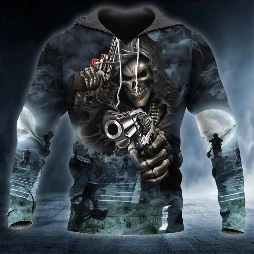 Assassin Grim Reaper With Guns Skull 3D All Over Print Hoodie