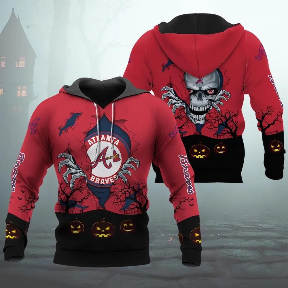 Atlanta Braves Halloween 3D MLB All Over Print Hoodie