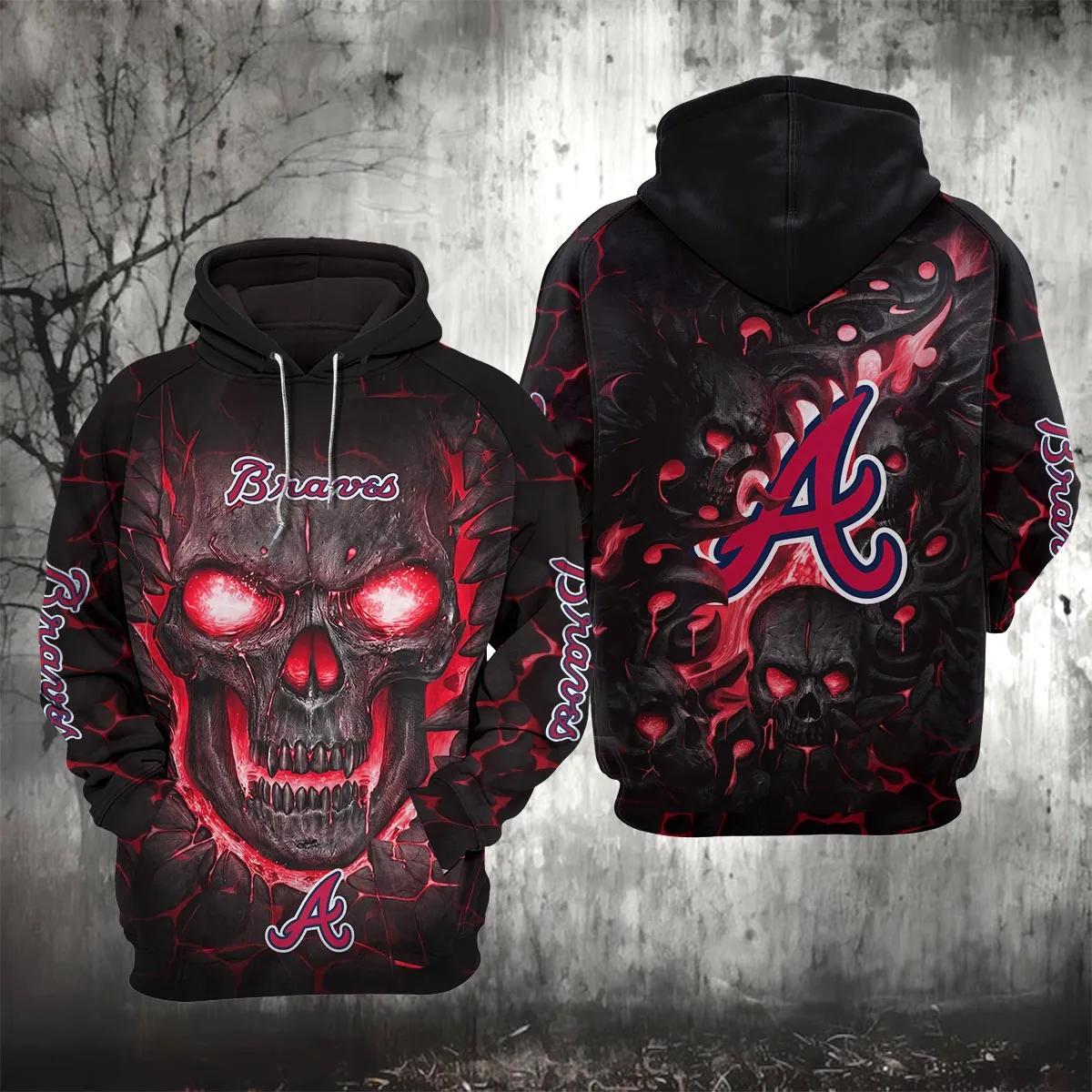 Atlanta Braves Lava Skull 3D MLB All Over Print Hoodie