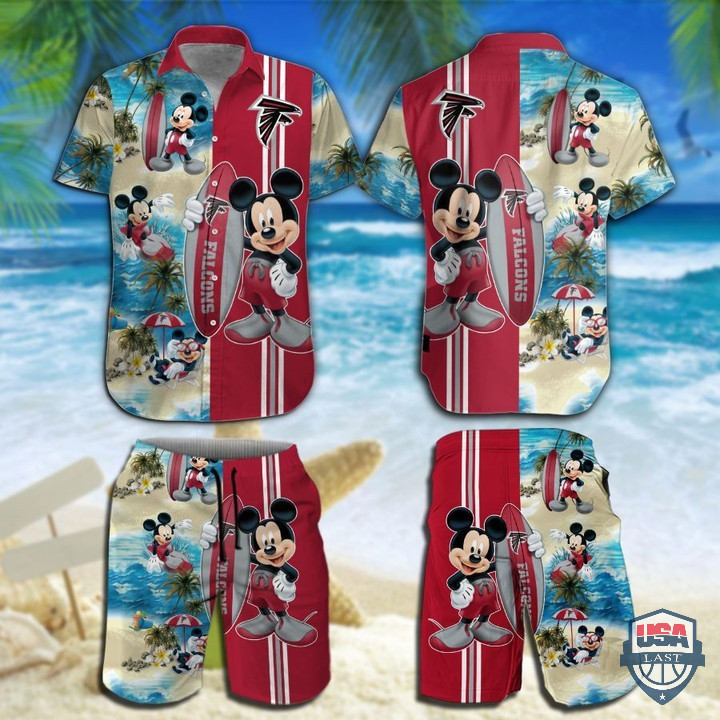 Atlanta Falcons Mickey Mouse Hawaiian Shirt Tropical Aloha Button Up