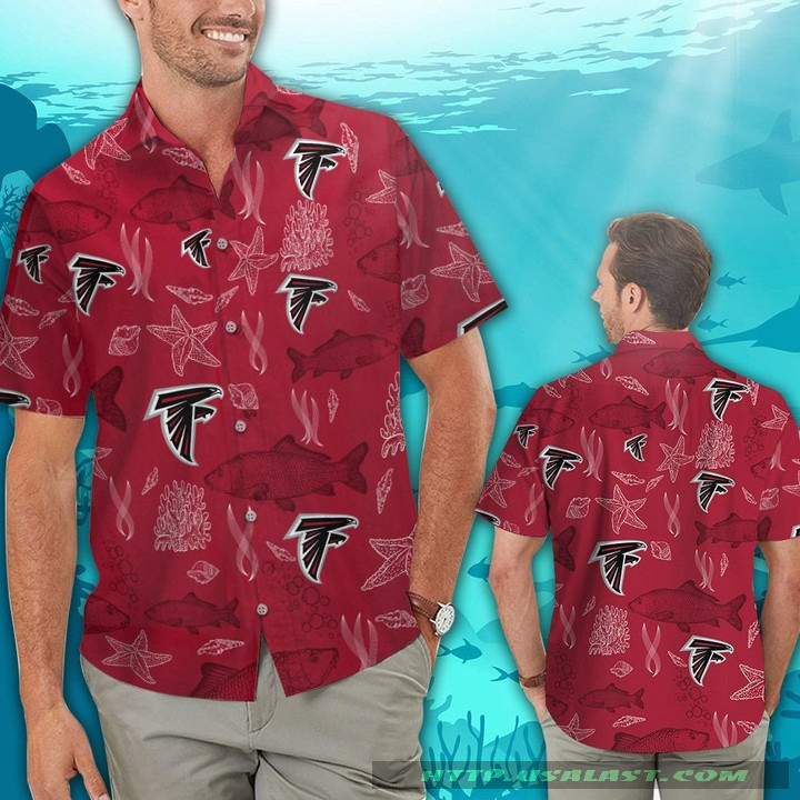 Atlanta Falcons Ocean Fishes Hawaiian Shirt Tropical Aloha Button Up