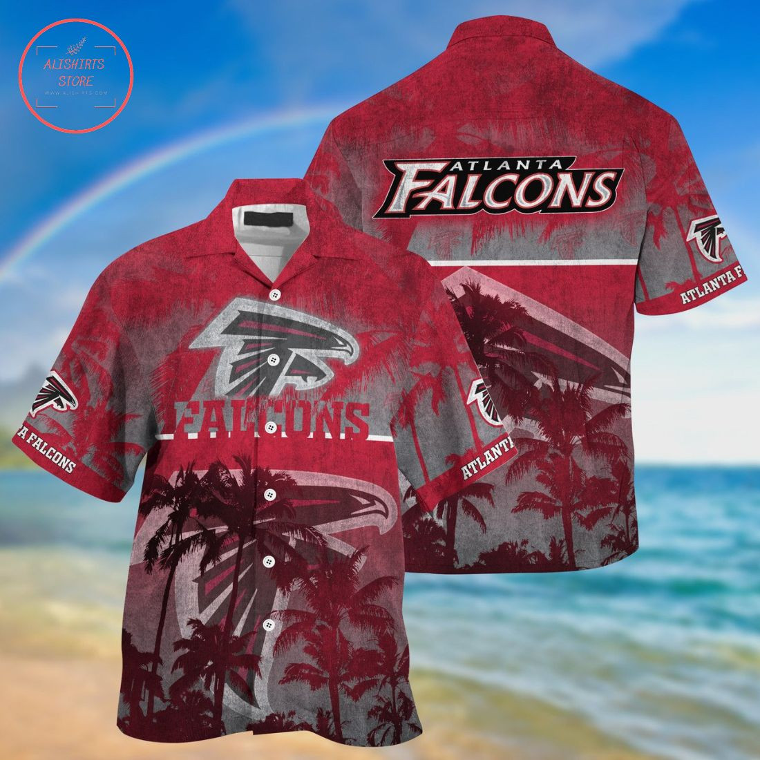 Atlanta Falcons Palm Hawaiian Shirt Tropical Aloha Button Up
