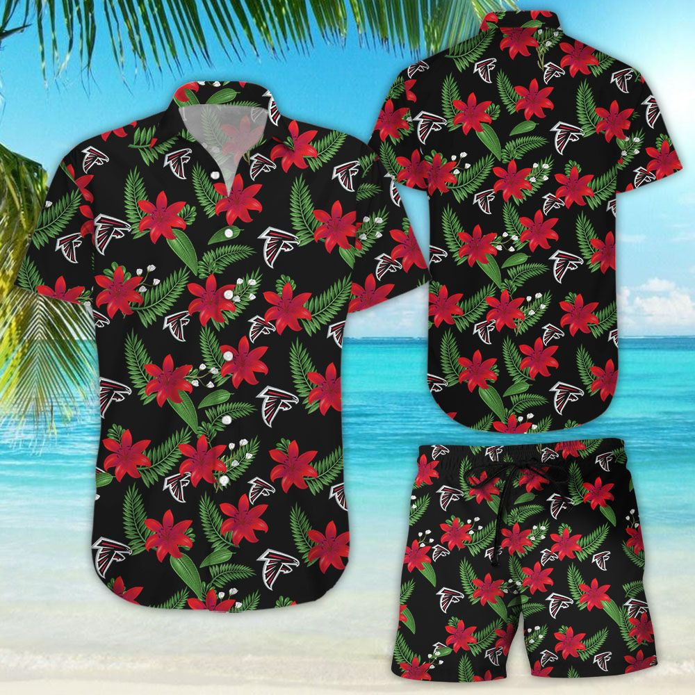 Atlanta Falcons Tropical Flower Hawaiian Shirt Tropical Aloha Button Up